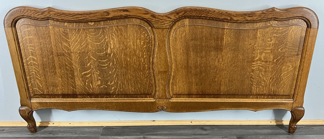 Headboard Vintage French Louis XVI Oak Carved Double Bed Headboard LOT 47510