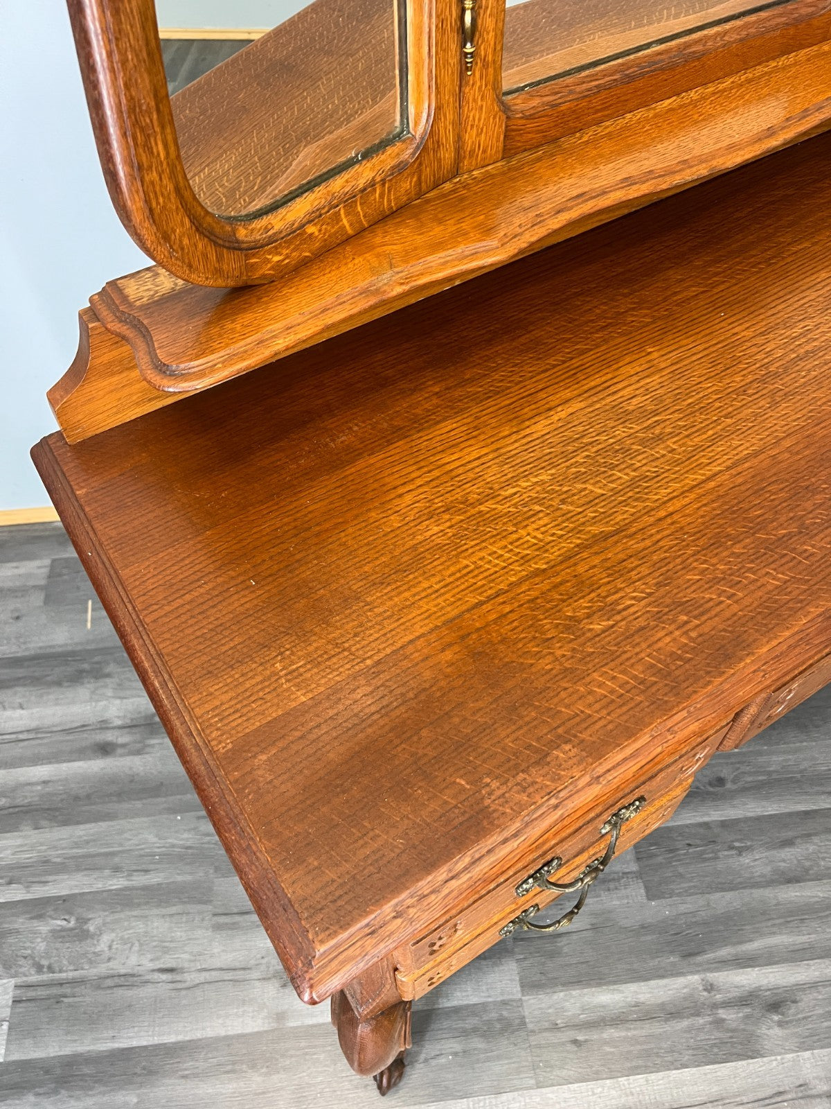 Vintage Dressing Table with Mirror French Oak Louis Vanity Table Makeup LOT 45593