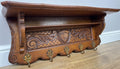 Coat Rack Vintage French Oak Wall Mounted 5 Hooks Carved Rack Hanger LOT 62942
