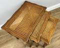 Vintage French Louis Oak Cane Set of Three Nested Carved Tables LOT 49093