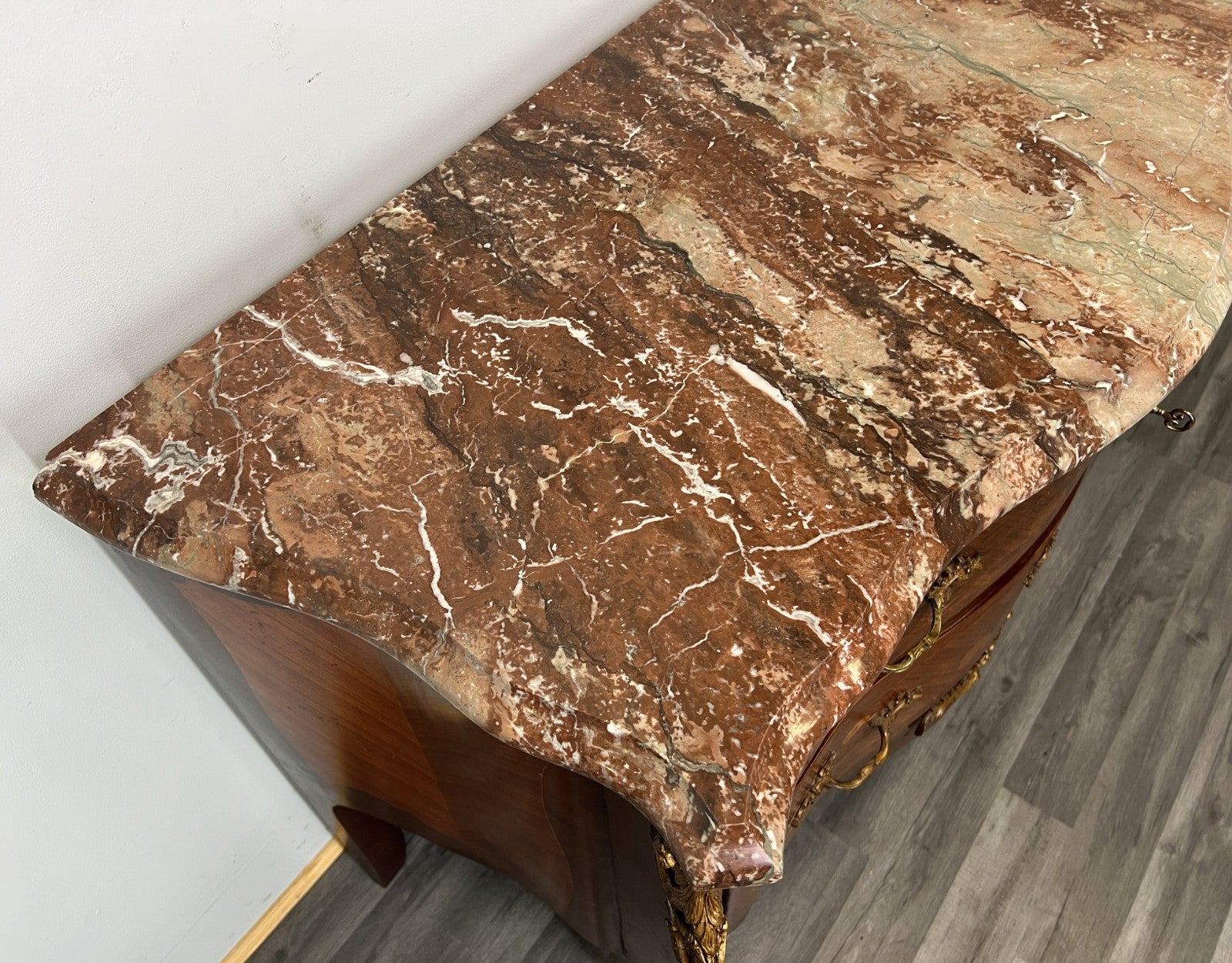 Chest of Drawers Vintage French Style Marble Top Walnut Cabinet LOT 478112