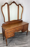 Vintage Dressing Table with Mirror French Oak Louis Vanity Table Makeup LOT 47970