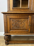 Bookcase Vintage French Oak Glazed Display Cabinet Carved Sideboard LOT 62574