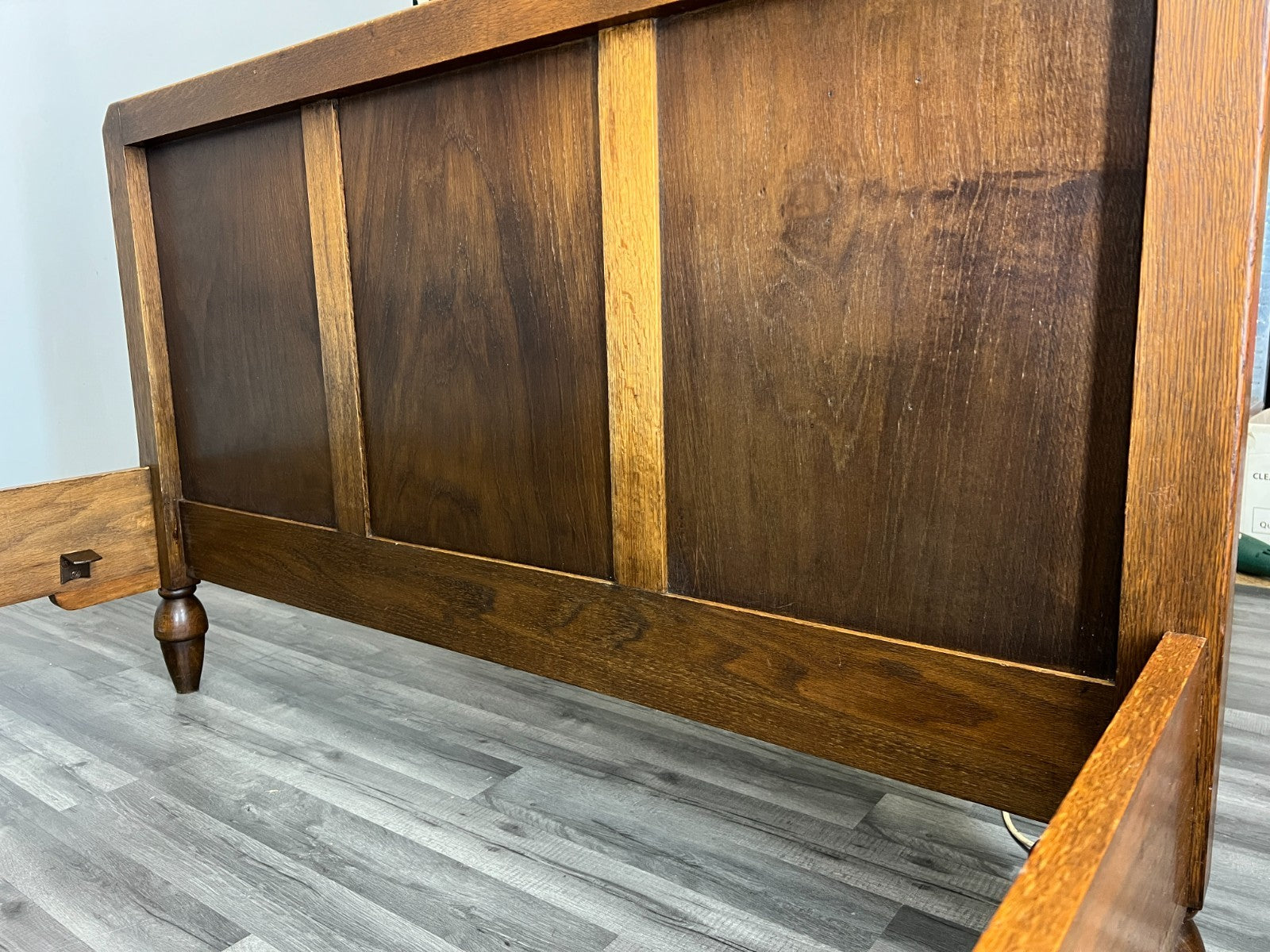 Bed Vintage French Style Oak Double Bed Frame Carved Headboard LOT 472910