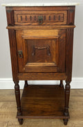 Bedside Table Antique French Oak Marble Top Cupboard Carved Cabinet LOT 60131