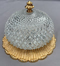 Ceiling Lamp Vintage French Brass Pressed Crystal Pendant Chandelier LOT 60011