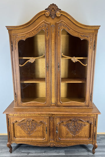 Bookcase Vintage French Louis XIV Oak Display Cabinet Carved Sideboard LOT 45780