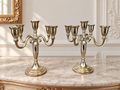 Pair of Candelabras Vintage French Style Metal Five Arm Candle Holders LOT 6485