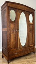 Wardrobe Antique French Oak Two Door Mirrored Carved Armoire Cabinet LOT 61233