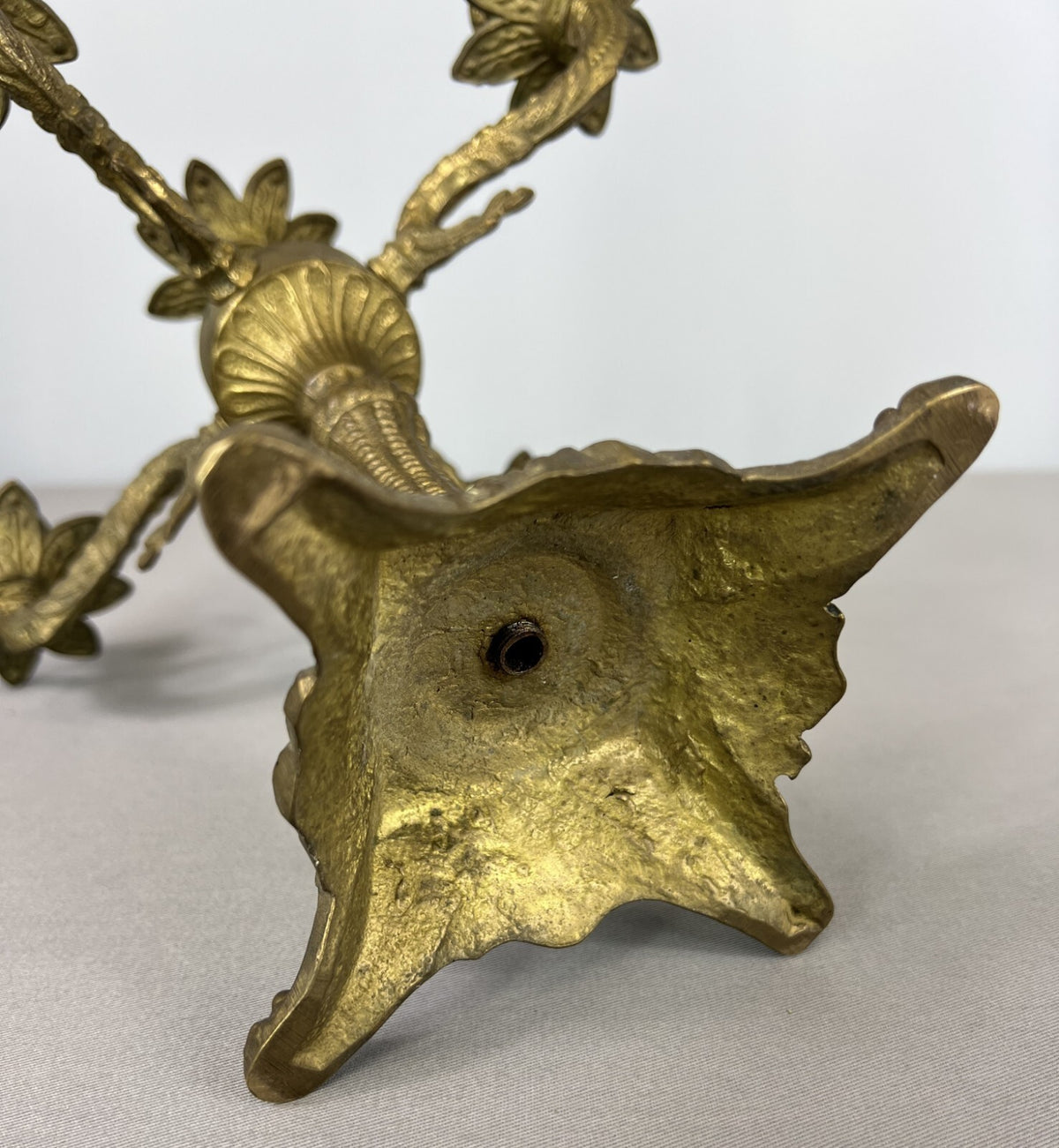 Antique French Brass Candelabra – Ornate 5-Arm Candle Holder (Lot 3604)