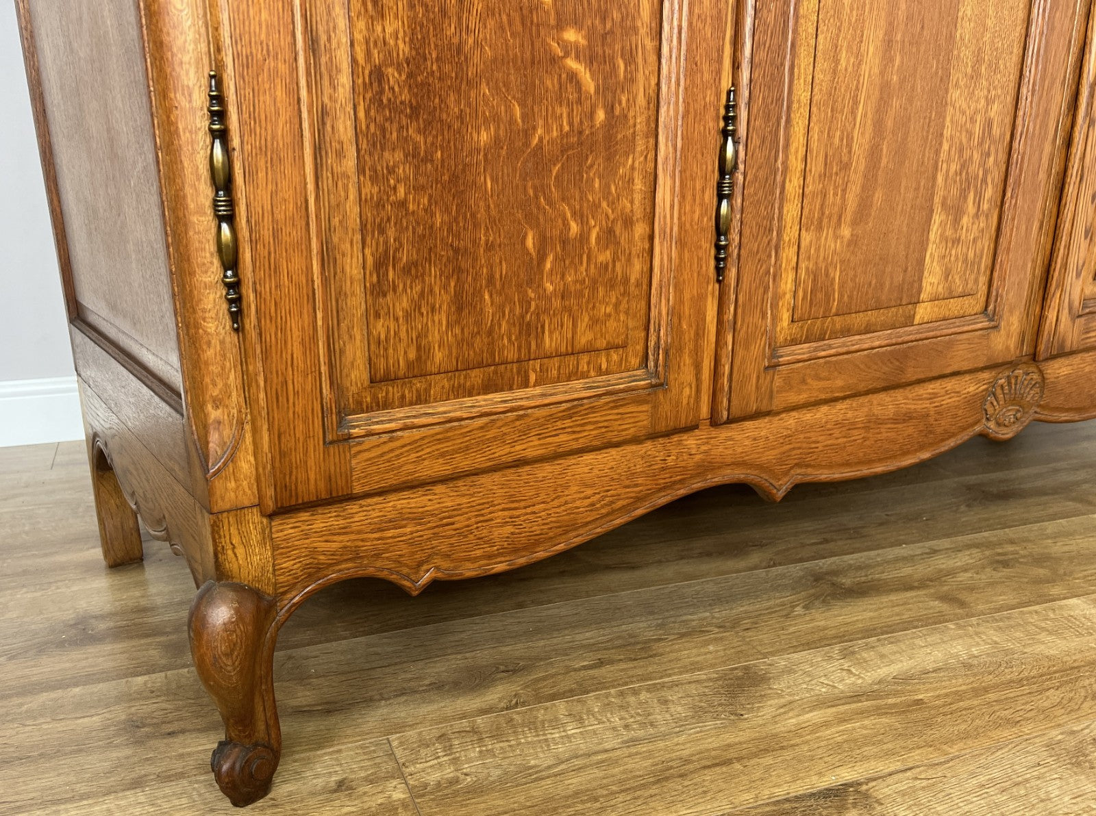 Wardrobe Vintage French Louis XVI Style Four Door Oak Carved Armoire LOT 60807