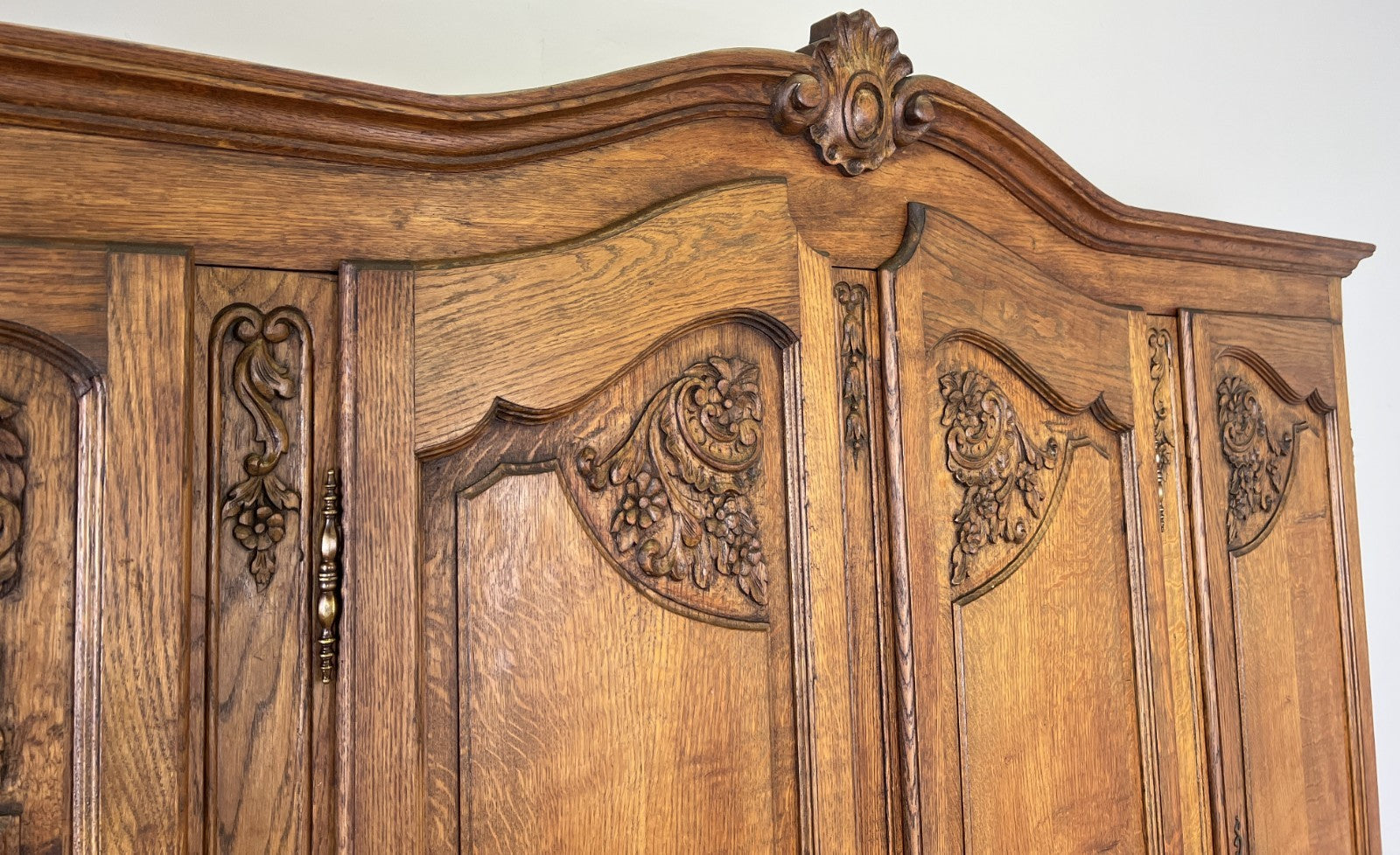 Wardrobe Vintage French Louis XVI Style Oak Four Door Mirrored  Armoire LOT 49013