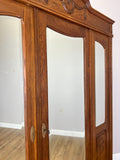 Wardrobe Antique French Oak Two Door Mirrored Carved Armoire Cabinet LOT 609711