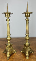 Candleholders Vintage French Brass Pair Tall Classical Candlesticks LOT 46730