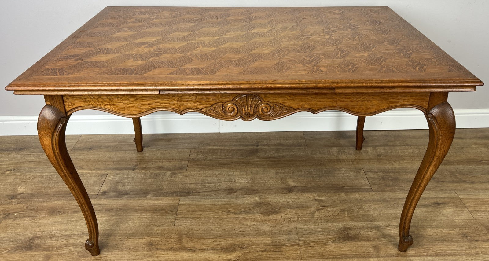 Dining Table Vintage French Louis XVI Carved Oak Extendable Table LOT 63560