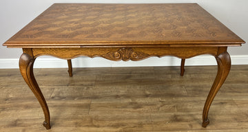 Dining Table Vintage French Louis XVI Carved Oak Extendable Table LOT 63560