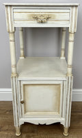Bedside Table Antique French Style Marble Top Oak Cabinet Nightstand LOT 62241