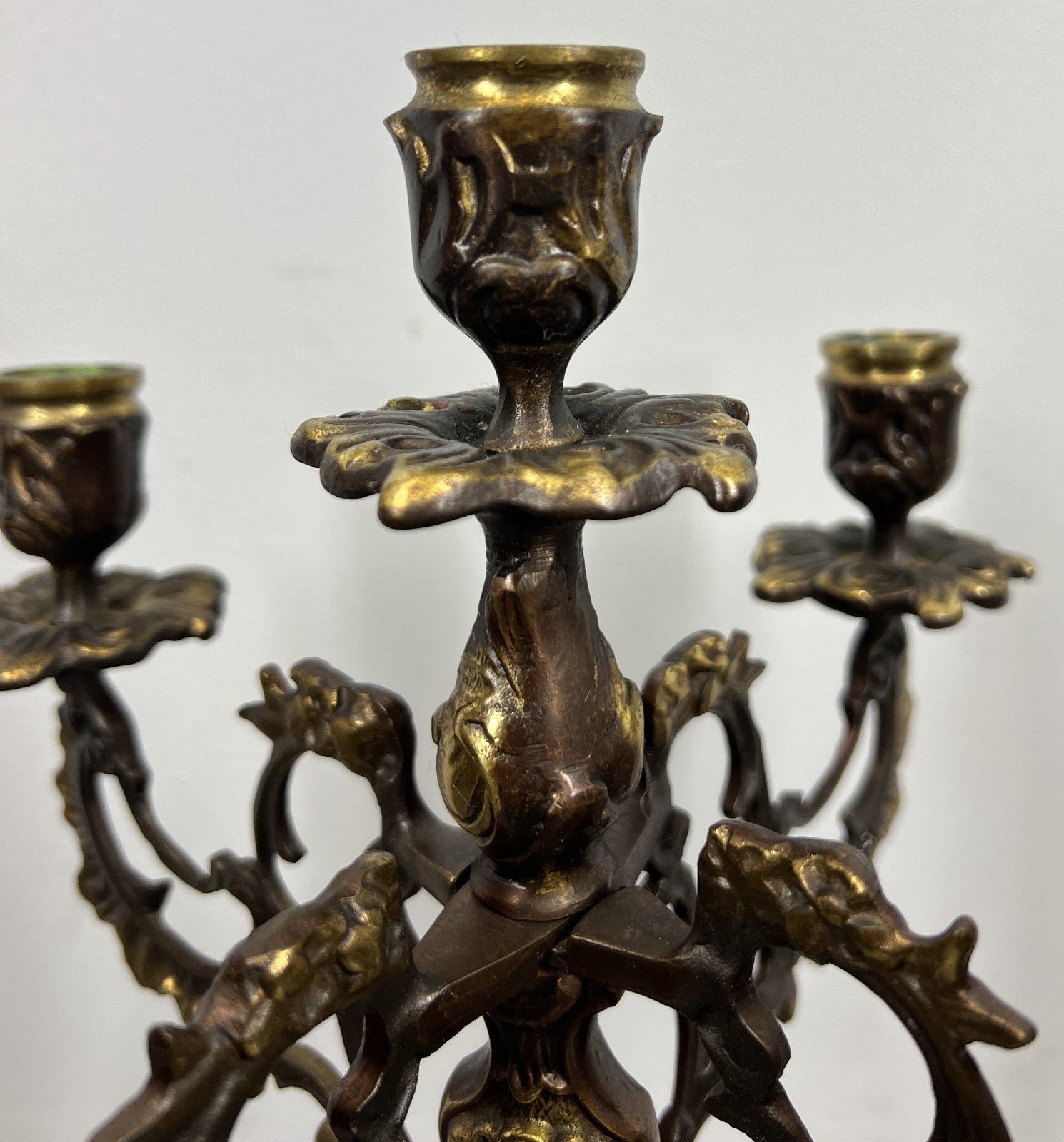 Candelabra Vintage French Brass 5 Arm Ornate Rococo Candle Holder LOT 44317