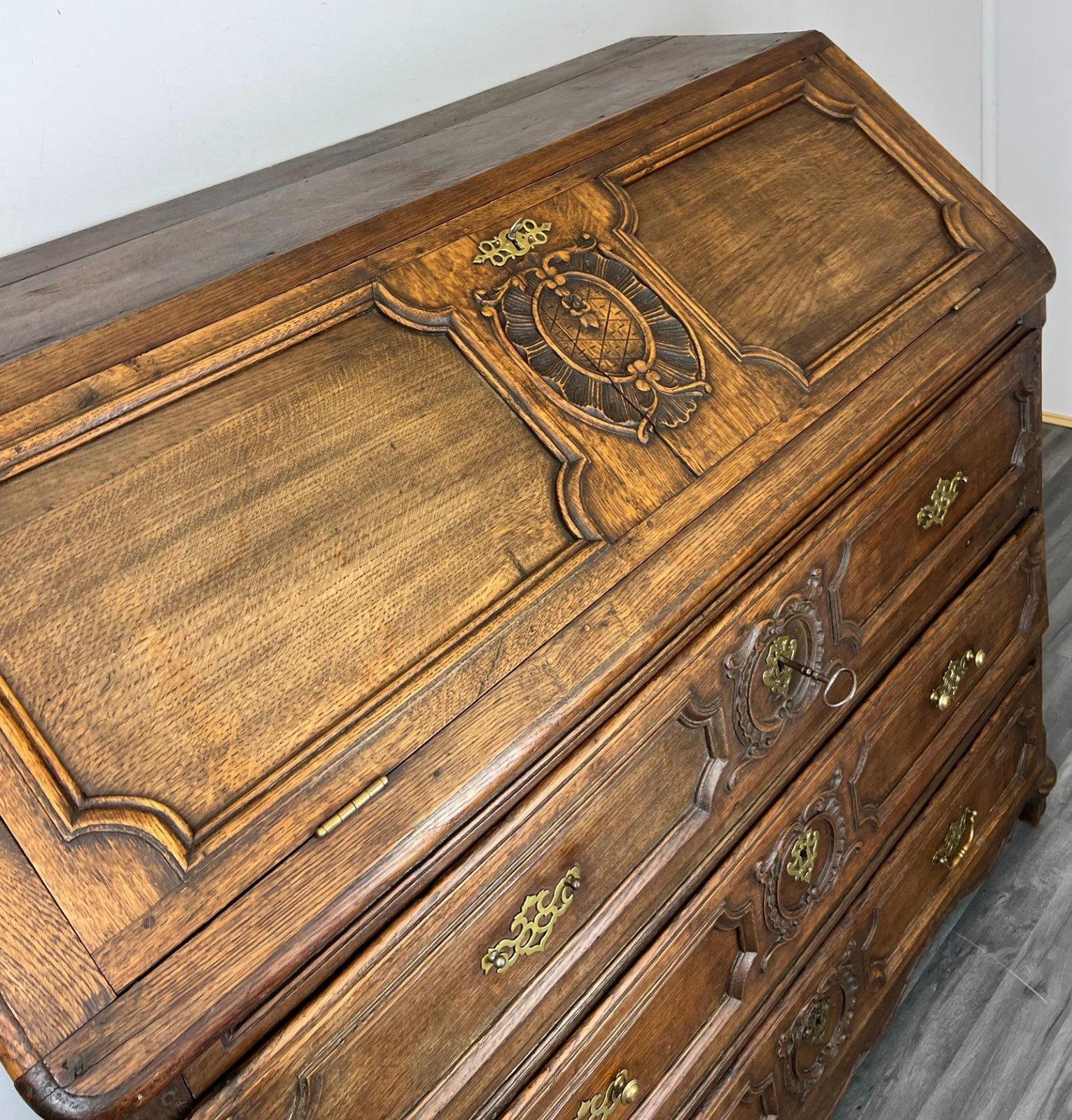 Chest of Drawers Vintage French Oak 3 Drawers Bureau Desk Cabinet LOT 21697