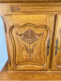 Cabinet Vintage French Style Oak Carved Storage Drawers Cupboard LOT 37535