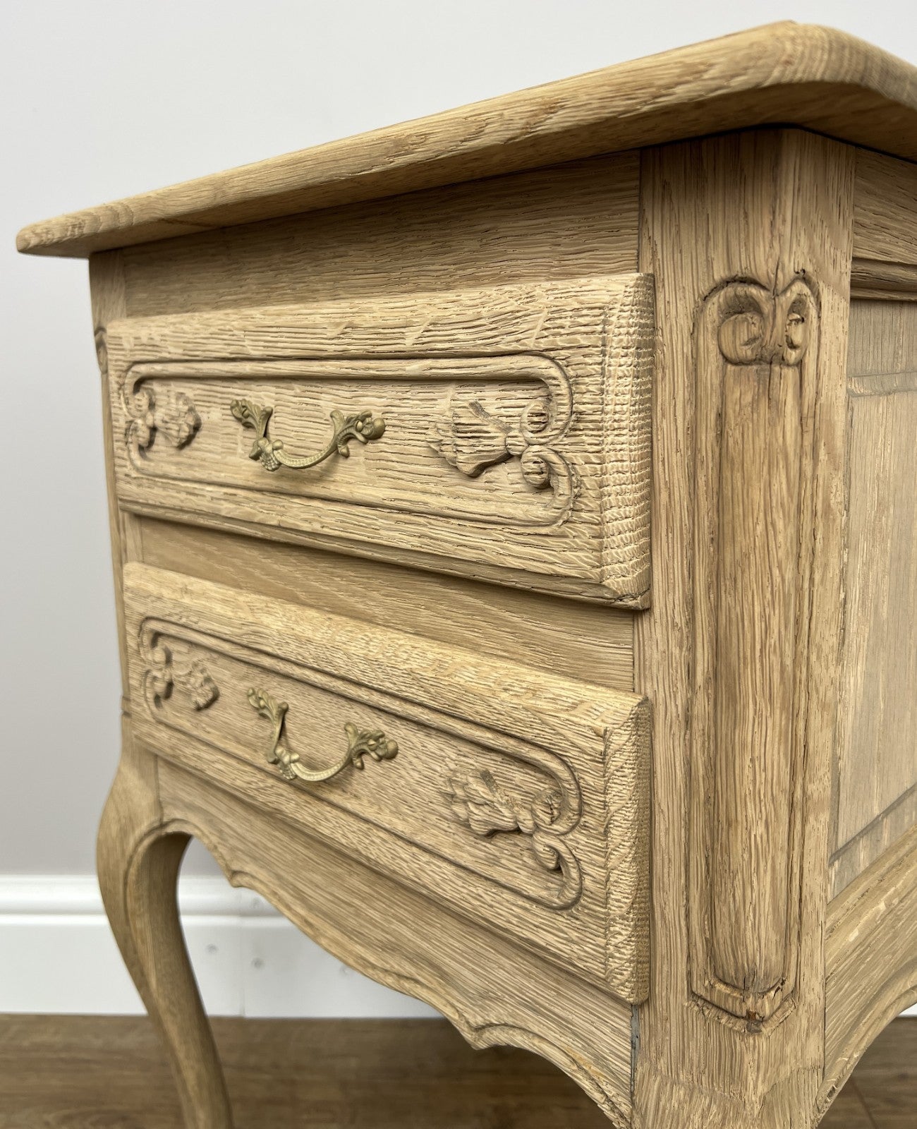 Pair of Bedside Tables Vintage French Louis Shabby Chic Oak  Cabinets LOT 49027