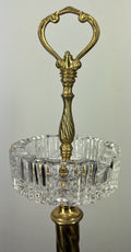 Vintage French Ashtray Stand Brass & Crystal Ornate Pedestal LOT 423210