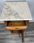 Bedside Table Antique French Oak with Marble Top Carved Cabinet LOT 433613