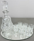 Carafe Set Vintage Style Crystal Cut 6 Shot Glasses and Tray LOT 6436