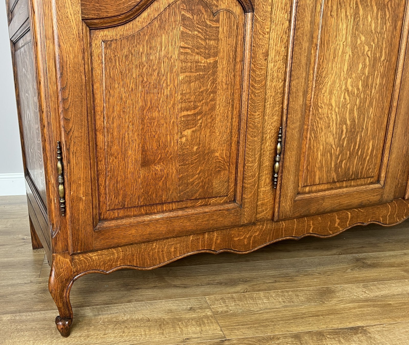 Wardrobe Vintage French Louis XVI Style Oak Four Door Carved Armoire LOT 61055