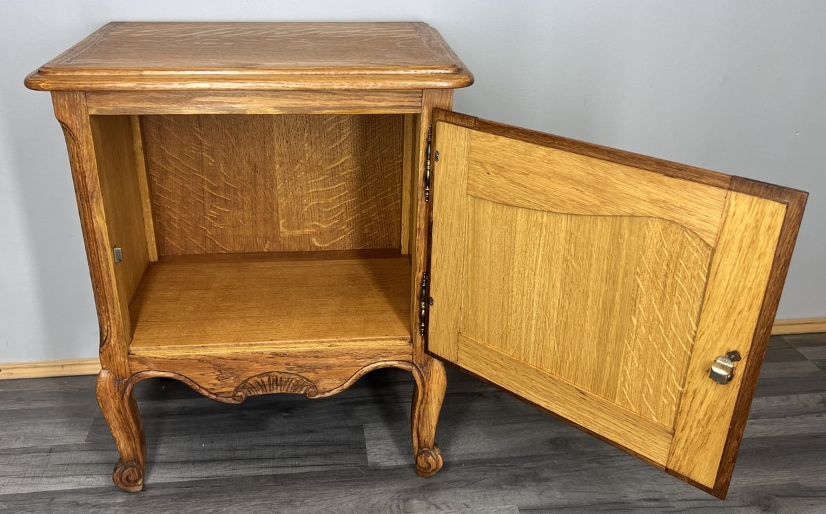 French Vintage Oak Bedside Tables Pair Cupboards Cabinets Louis XVI LOT 3912