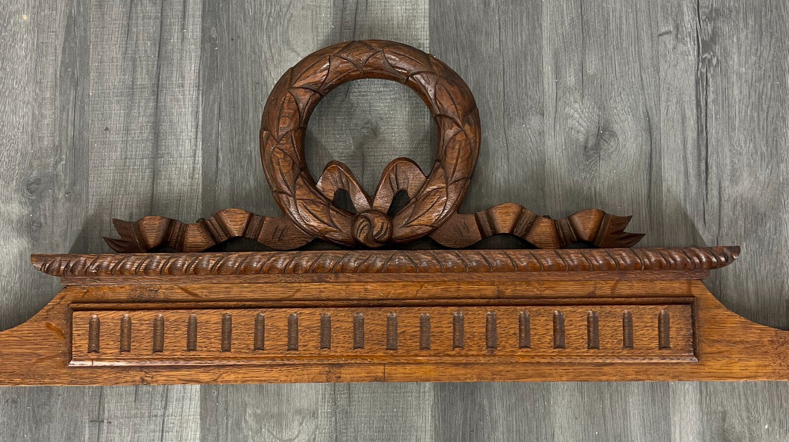 Pediment Antique French Hand Carved Oak Crown Crest Architectural LOT 70241
