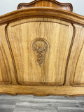 Bed Antique French Style Oak Double Bed Frame Carved Headboard LOT 37112