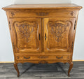 Cabinet Vintage French Louis Oak Carved 2 Doors Cupboard Drawer & Key LOT 44980