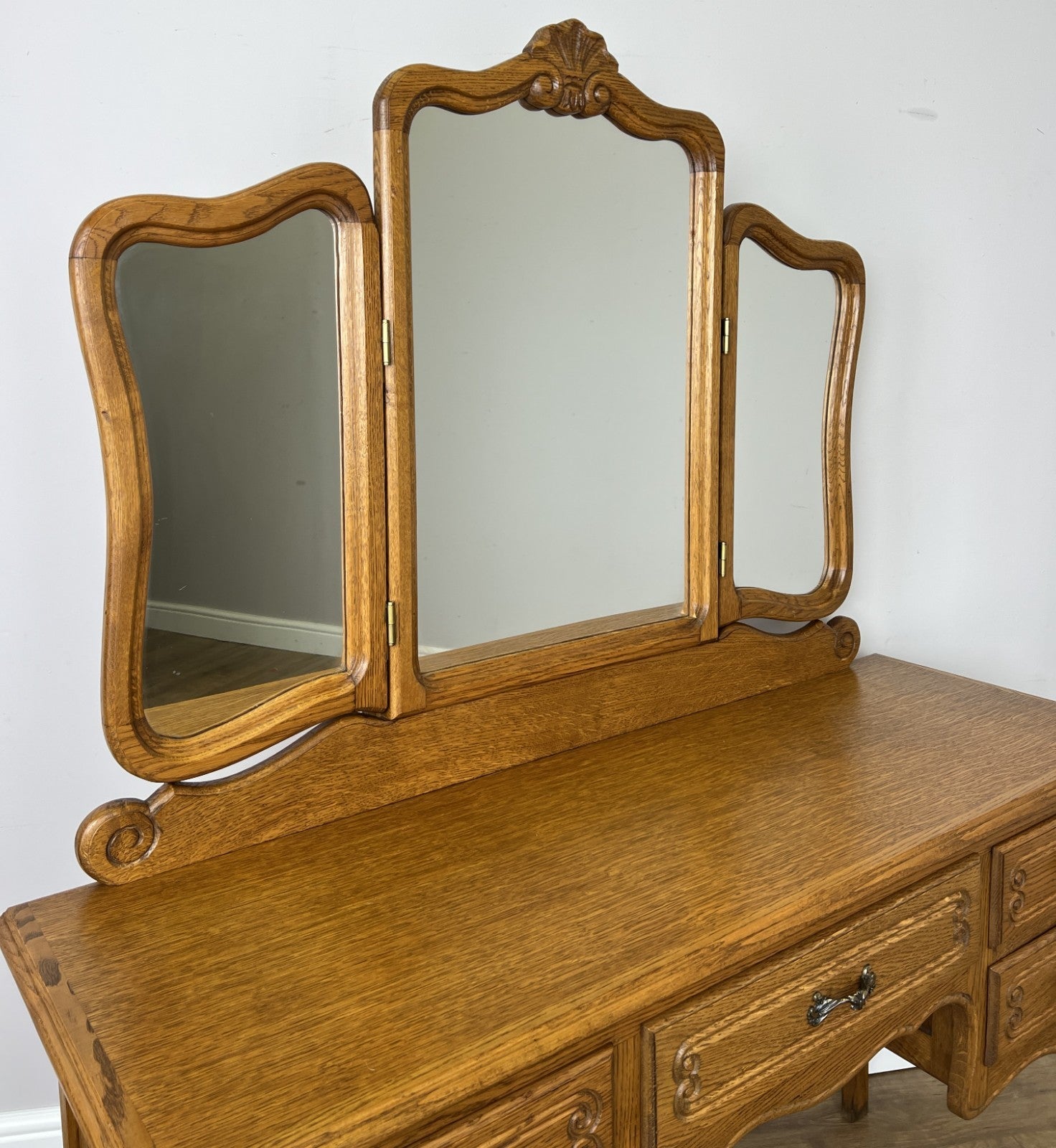 Dressing Table with Mirror Vintage French Oak Louis Vanity Table Makeup LOT 63211