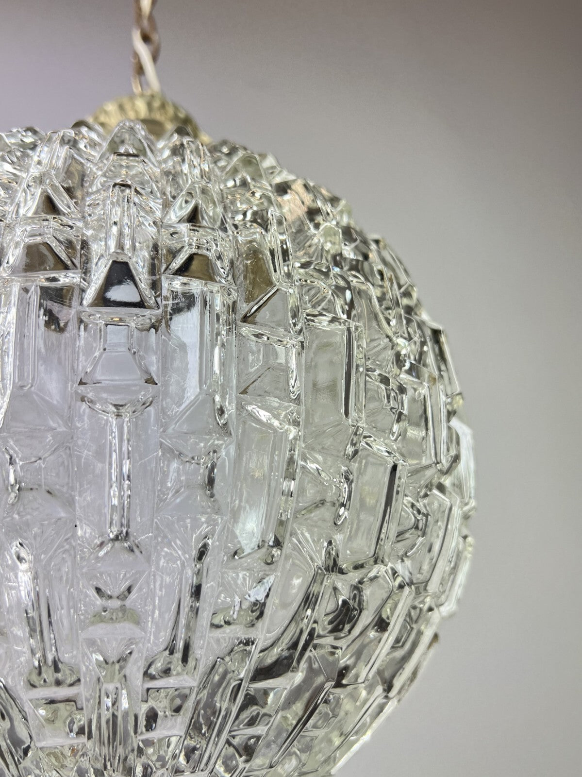 Ceiling Lamp Vintage Style Brass Pressed Crystal Pendant Chandelier LOT 52037