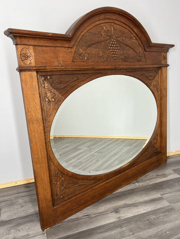 Wall Mirror Antique French Style Oak Carved Floral Decorative Frame LOT 38490
