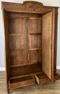 Wardrobe Antique French Oak Two Door Mirrored Carved Armoire Cabinet LOT 609723