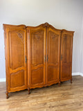 Wardrobe Vintage French Louis XVI Style Oak Four Door Carved Armoire LOT 6495