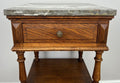 Pair of Bedside Tables Antique French Marble Top Carved Oak Cabinets LOT 49174