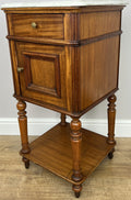 Bedside Table Antique French Style Marble Top Walnut Cabinet Nightstand LOT 62423