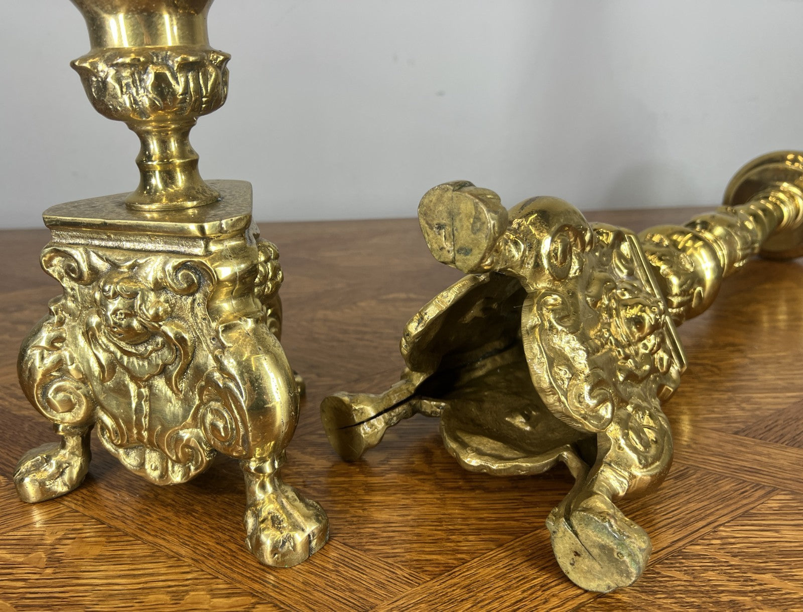 Candelabras Vintage French Style Pair Ornate Brass 52 cm Candlesticks LOT 465911