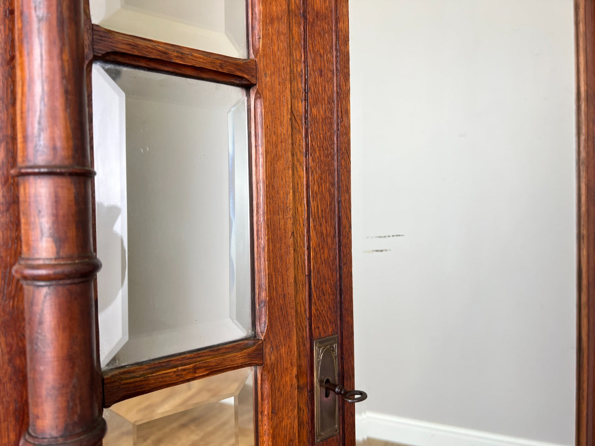 Wardrobe Antique French Style Oak Mirrored Door Carved Armoire LOT 6539