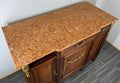Sideboard Antique French Marble Top Inlaid Brass Detail Carved Cabinet LOT 23829