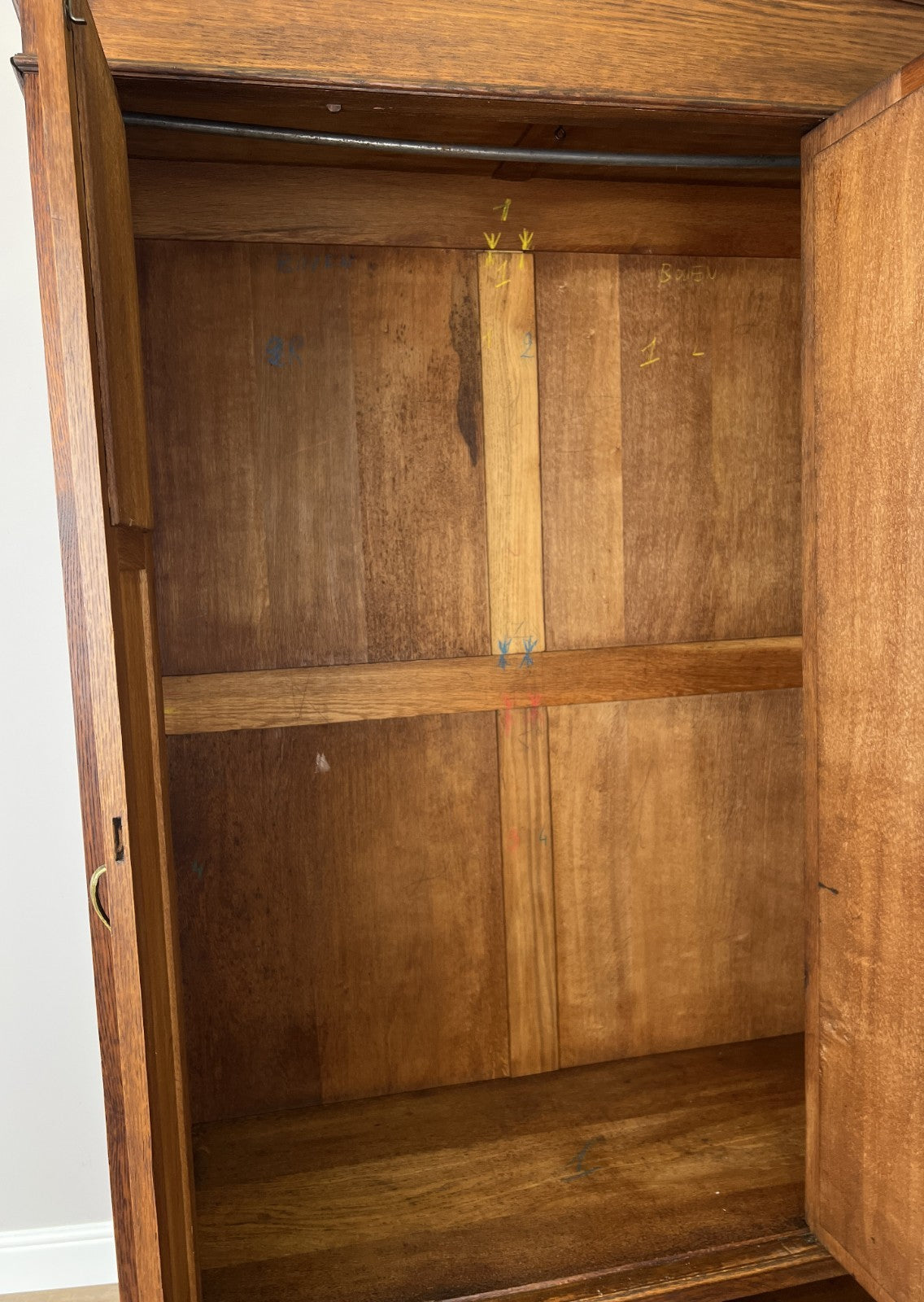 Wardrobe Antique French Oak Two Door Mirrored Carved Armoire Cabinet LOT 612210