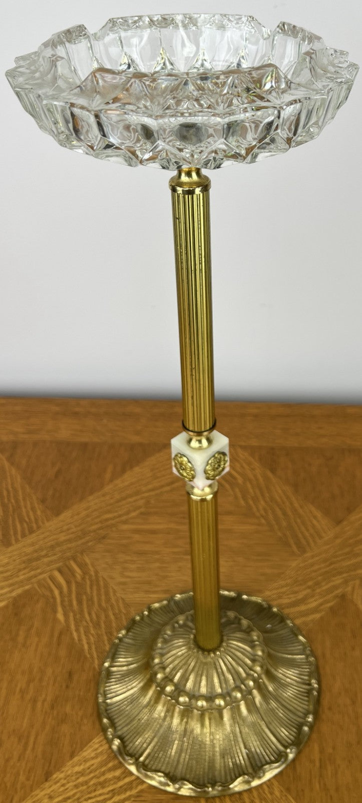 Ashtray Stand Vintage French Brass Onyx Crystal Floor Ashtray Stand LOT 60240