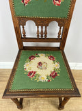 Pair of Chairs Antique French Style Oak Floral Upholstered Chairs LOT 6515