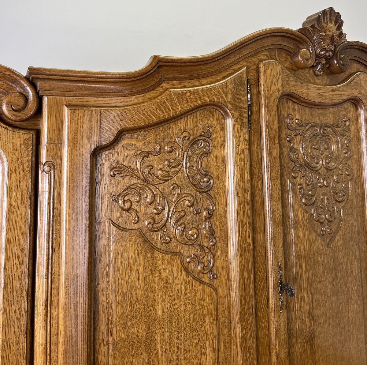 Wardrobe Vintage French Louis XVI Style Five Door Oak Carved Armoire LOT 64573