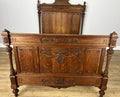 Bed Antique French Style Oak Double Bed Frame Carved Headboard LOT 61511