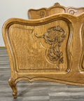 Bed Vintage French Louis XVI Double Bed Frame Oak Carved Headboard LOT 46153