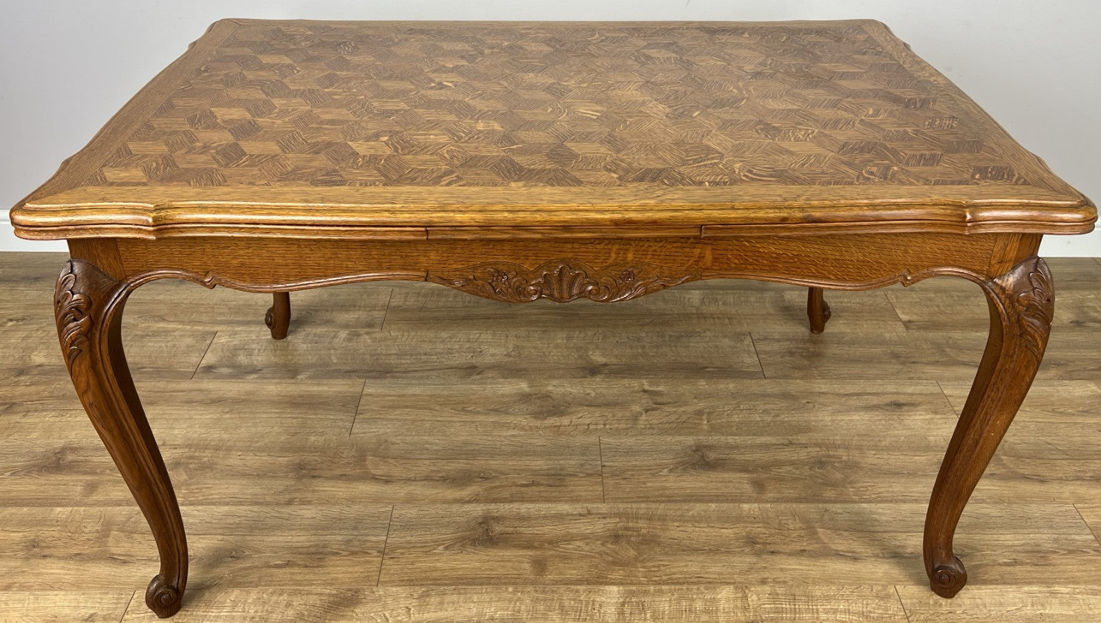 Dining Table Vintage French Louis XVI Carved Oak Extendable Table LOT 63570
